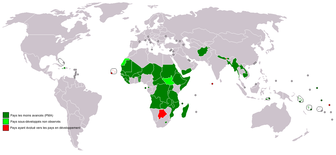 Monde Pays Les Moins Avancés Pma Map Populationdatanet