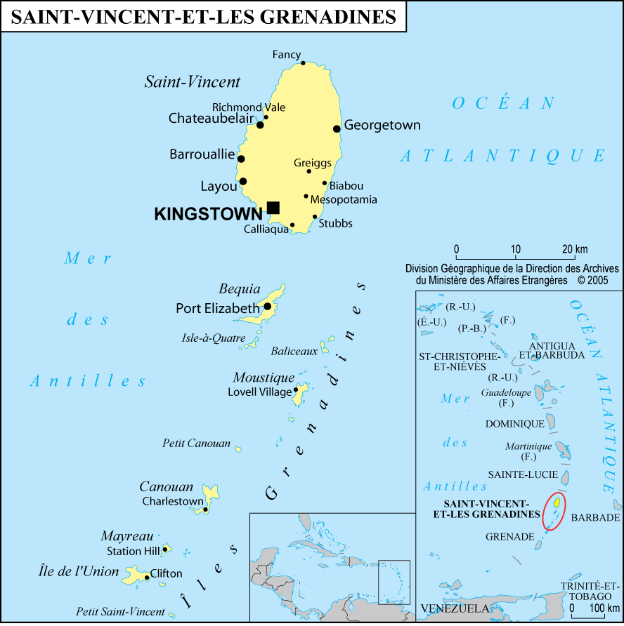 Saint Vincent and the Grenadines * Map * PopulationData.net.