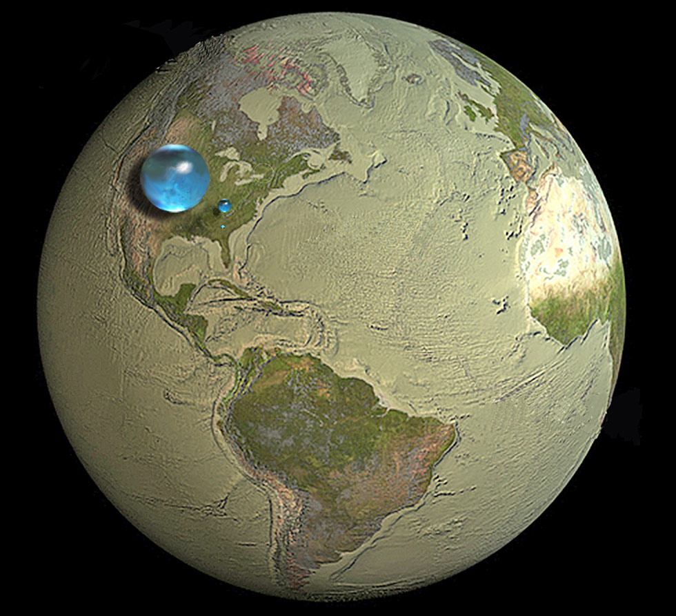 Monde - volume d'eau sur Terre