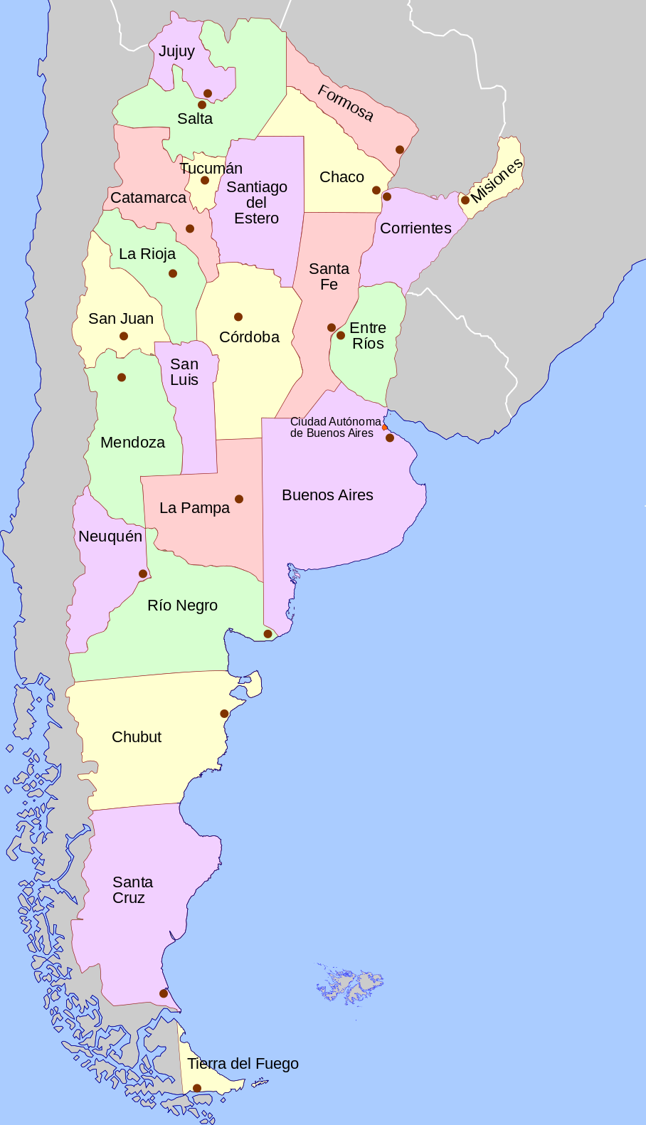 Argentine - provinces • Map • PopulationData.net