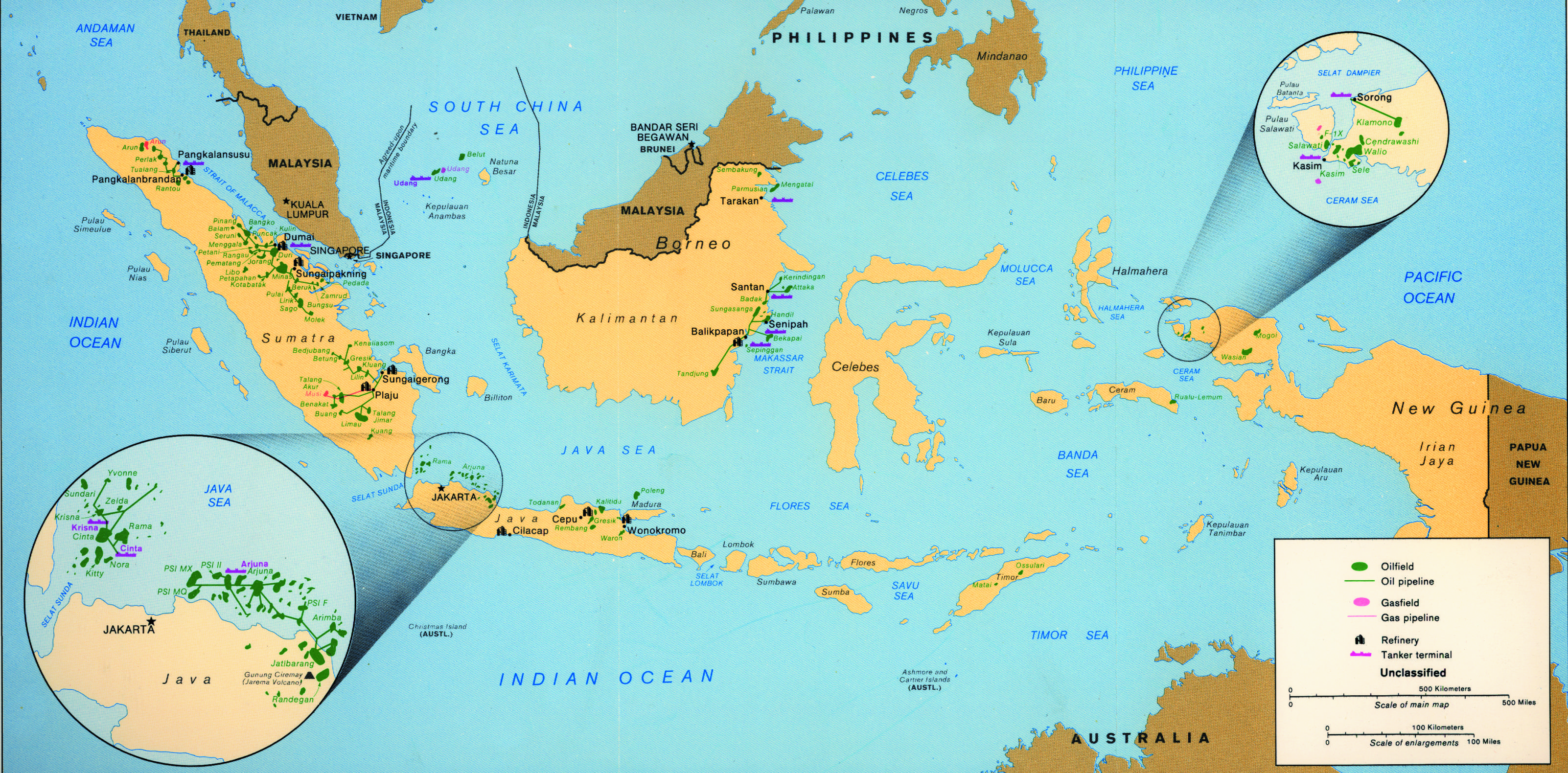 Indonesia - oil and gas \u2022 Map \u2022 PopulationData.net