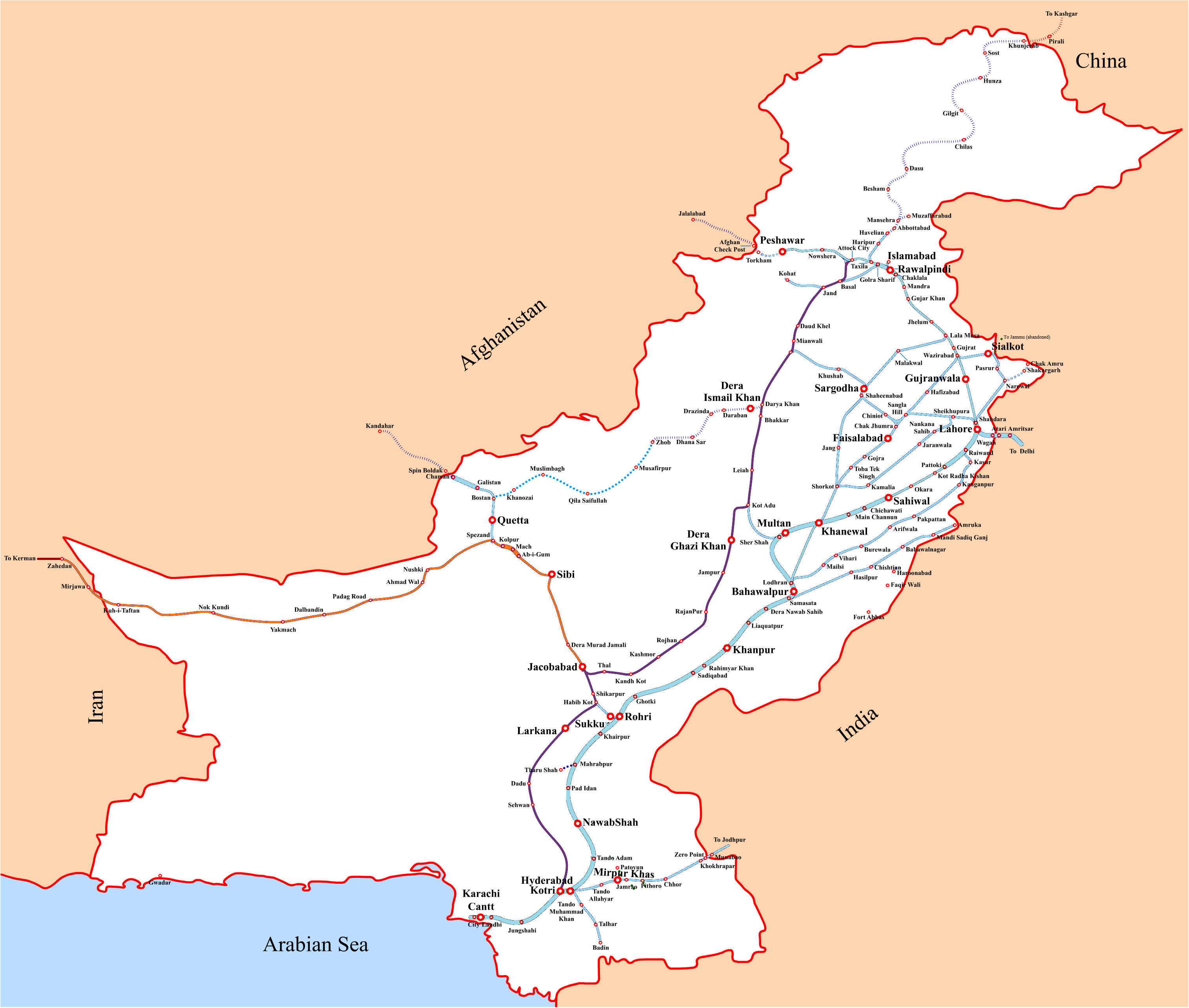 Pakistan Rail Network Map