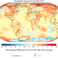 World – Average Temperatures (January-October 2017)