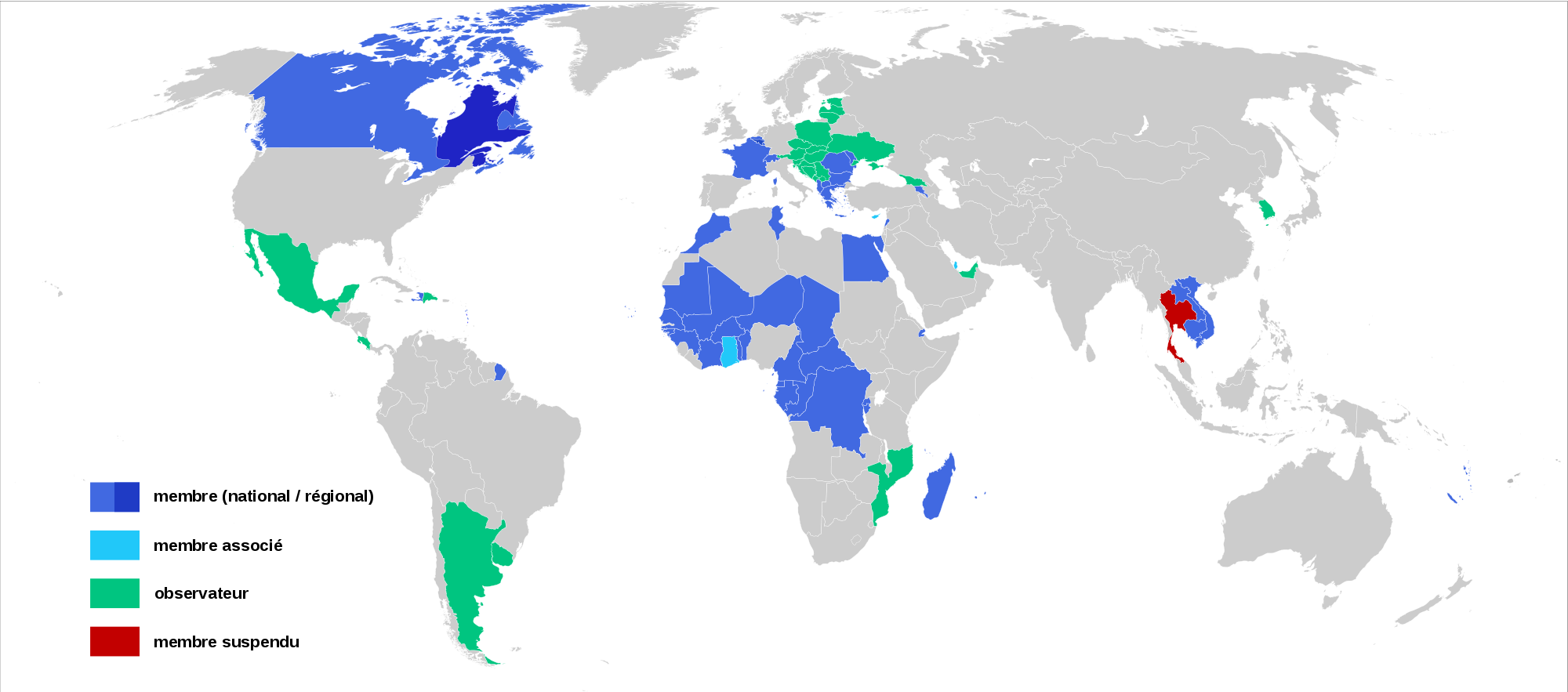 World - Francophonie: Member Countries • Map • PopulationData.net