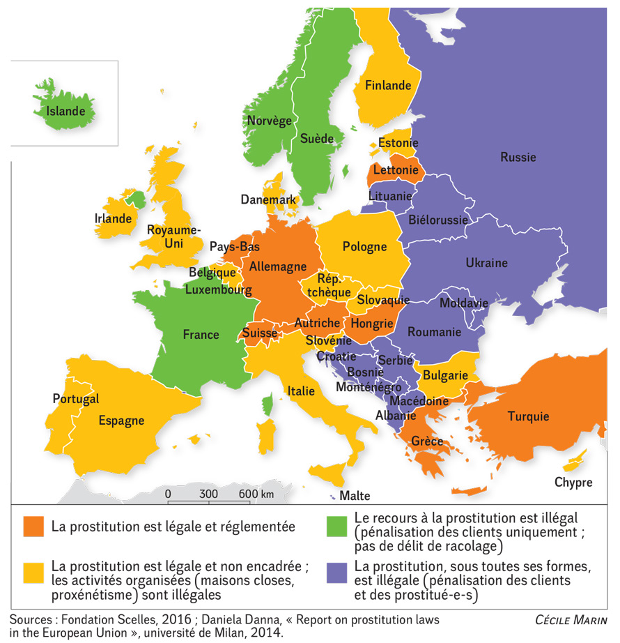 Europe Prostitution Legislations 2016 Map