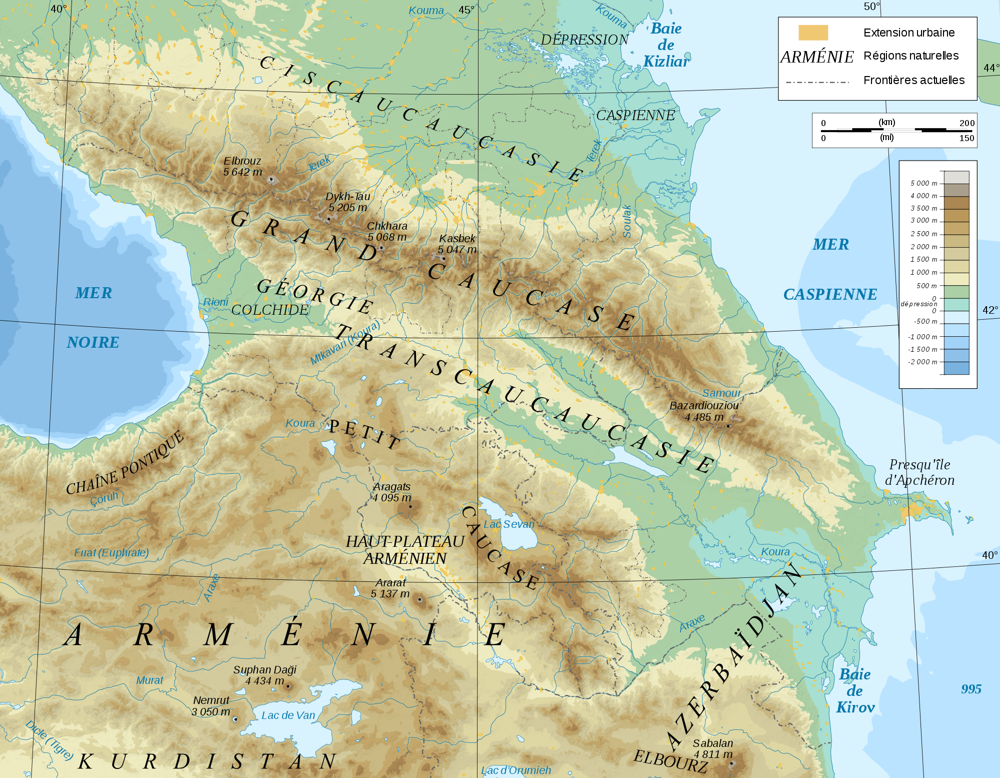 Caucasus Mountains On A Map - World Map