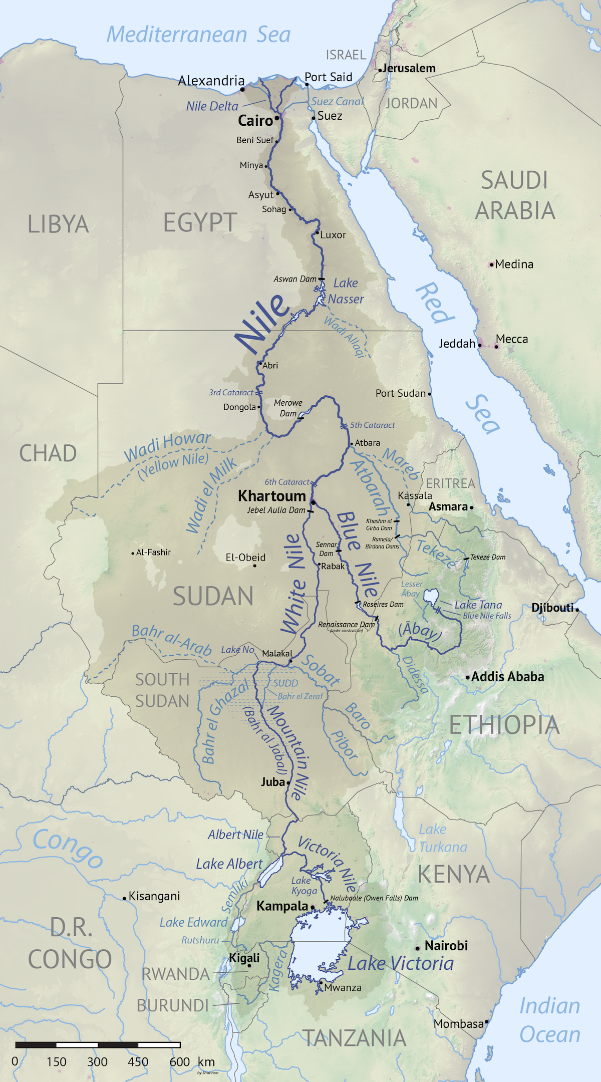 Africa - Nile basin • Map • PopulationData.net