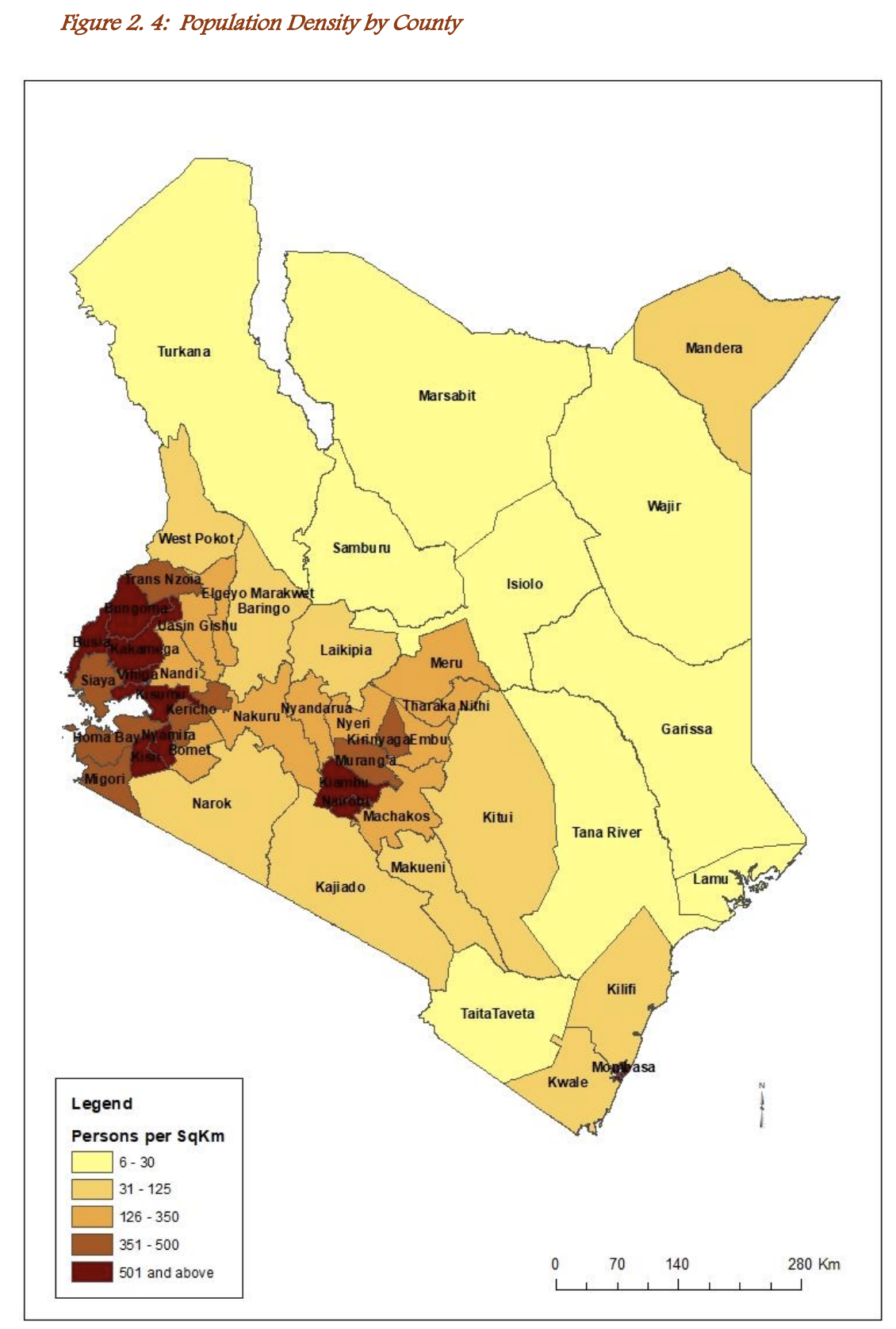 Kenya Population Density Map