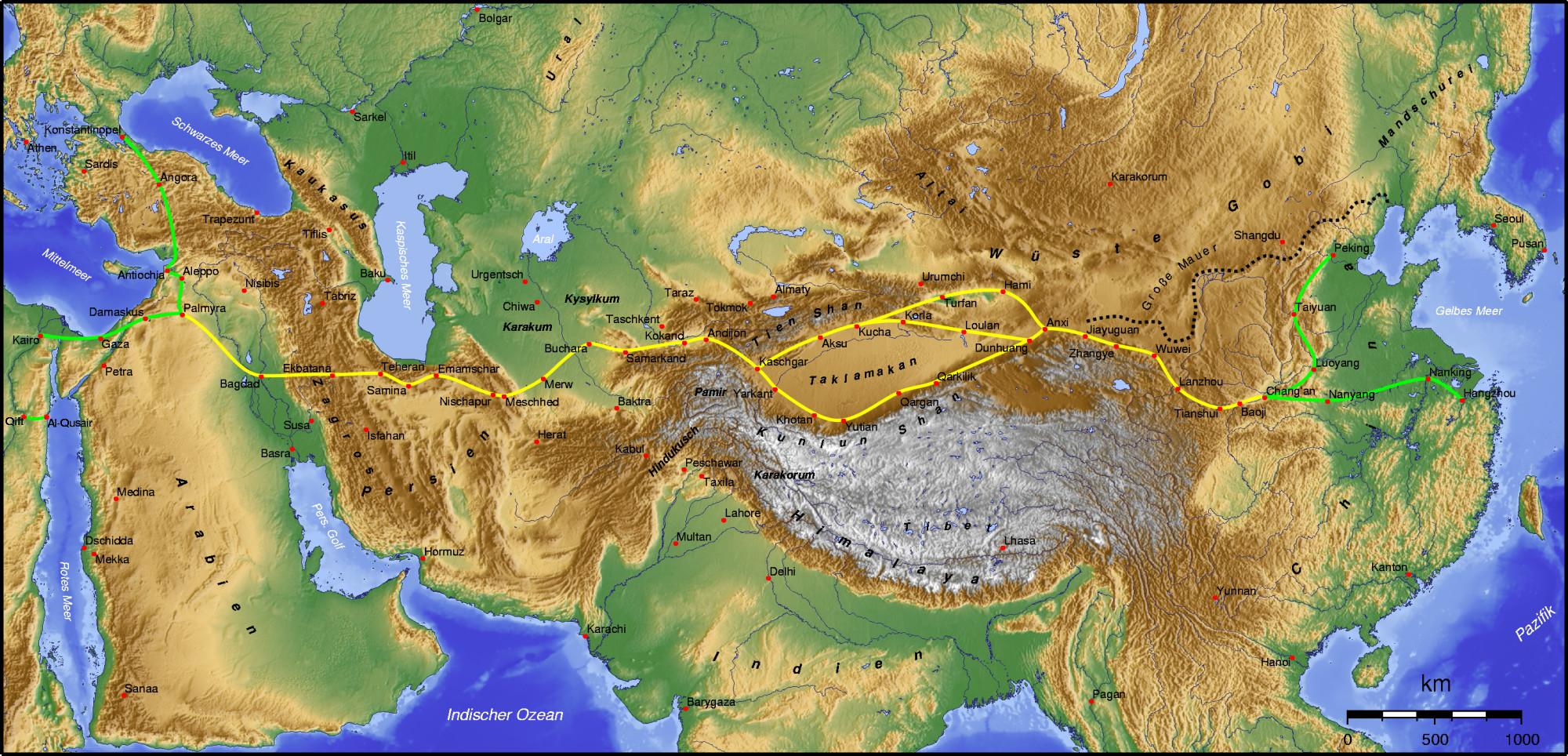 Silk Road • Map • PopulationData.net