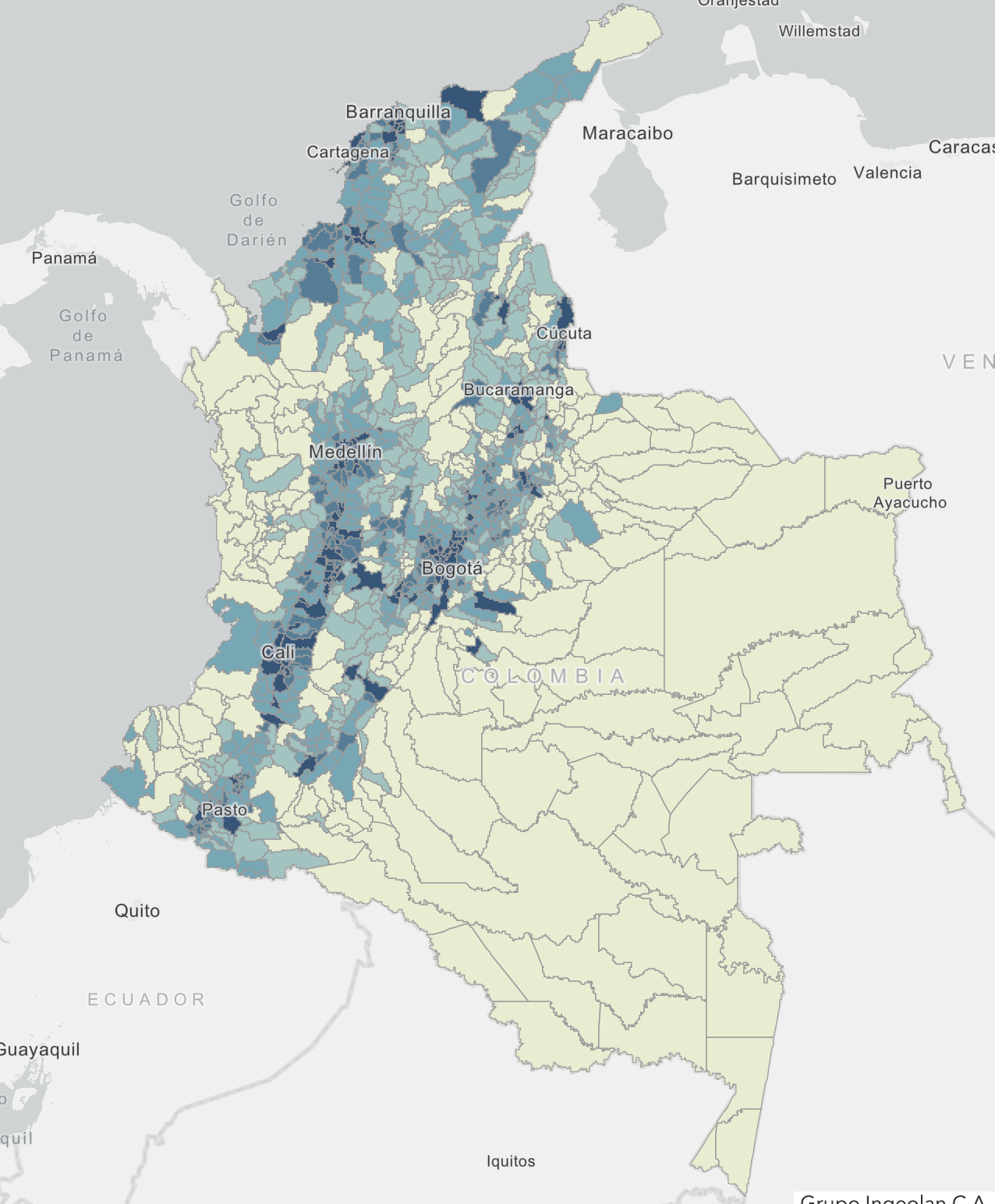 Colombia Population Density Map
