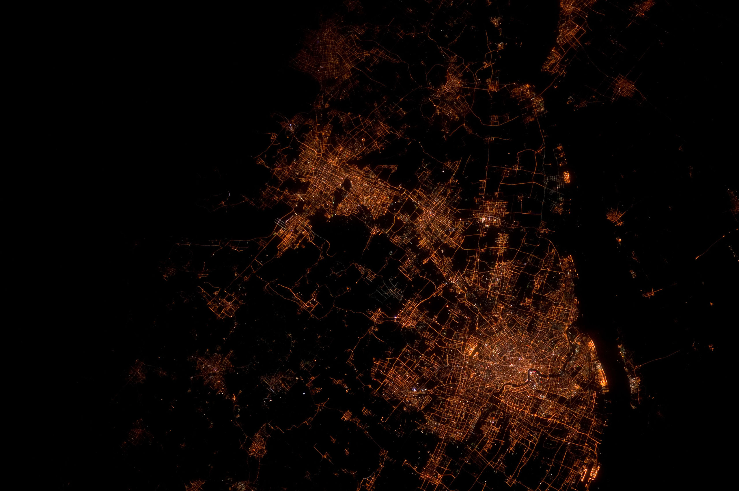 China - Shanghai by night seen from space
