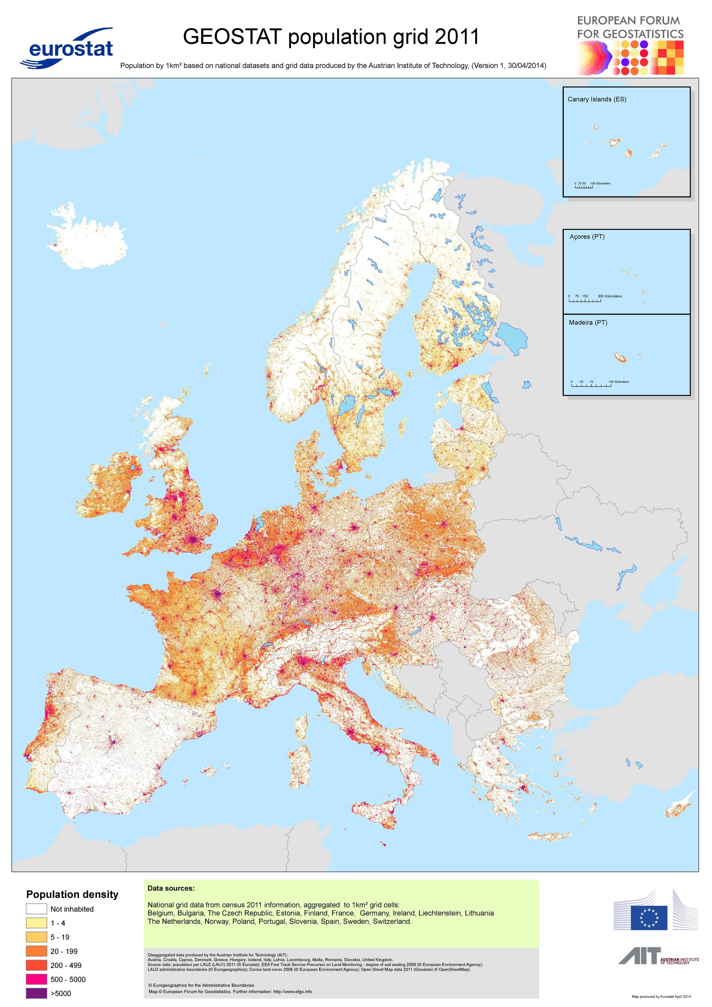 Europe Density (2011) • Map •