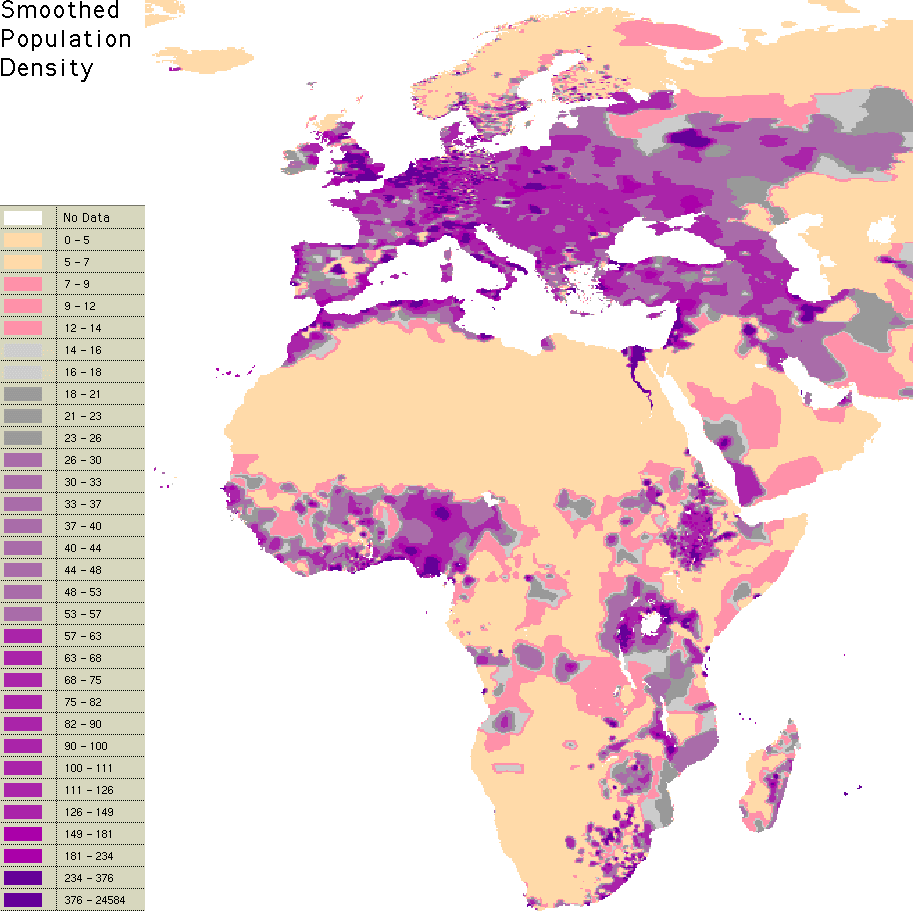 Afrique  Densité • Map • PopulationData.net