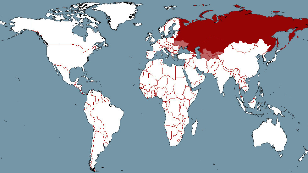 World - Russian: language • Map • PopulationData.net
